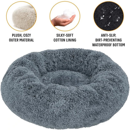 40-90cm 6 Sizes Round Pet Bed for Large Dog Bed Super Soft Cat Bed Plush Dog House for Medium Dog House Winter Warm Sleeping