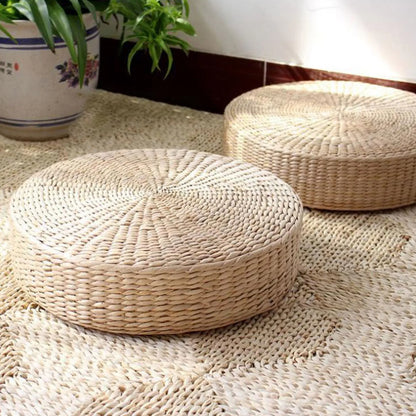 D5 Handmade Straw Futon Cushion Pony Mat Floor Mat Worship Buddha Bay Window Mat Round Japanese Solid Color Bay Window Pad Mat