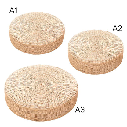 D5 Handmade Straw Futon Cushion Pony Mat Floor Mat Worship Buddha Bay Window Mat Round Japanese Solid Color Bay Window Pad Mat