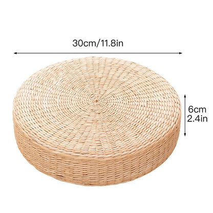 D5 Handmade Straw Futon Cushion Pony Mat Floor Mat Worship Buddha Bay Window Mat Round Japanese Solid Color Bay Window Pad Mat