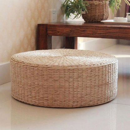 D5 Handmade Straw Futon Cushion Pony Mat Floor Mat Worship Buddha Bay Window Mat Round Japanese Solid Color Bay Window Pad Mat