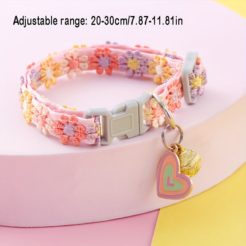Adjustable Cat Collar with Pendant - 1pc Lace Pet Collar - Suitable for Small Cats and Dogs