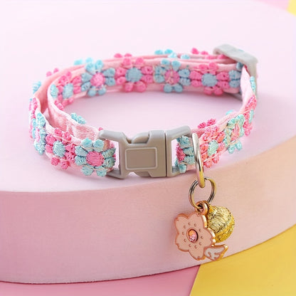 Adjustable Cat Collar with Pendant - 1pc Lace Pet Collar - Suitable for Small Cats and Dogs