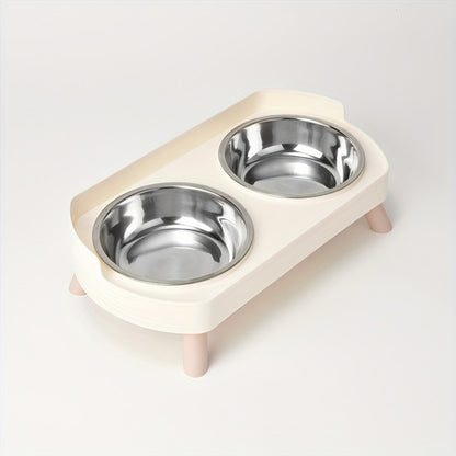 [Non-Slip Dual Bowl] 2-in-1 Cat Feeder & Water Dispenser - Stainless Steel Non-Slip Dual Bowl, Easy-Clean Pet Food & Water Dispenser with Cute Cat Design, Multiple Colors for Healthy Cat Diet, Cat Feeder And Water Dispenser,