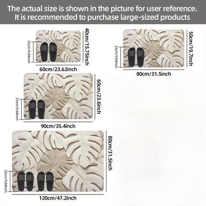 1pc Tropical Style Carved Leaf Pattern Doormat, Bath Mat, Non-Slip Bath Rug, Modern Home Decor Carpet, Bathtub Edge Mat