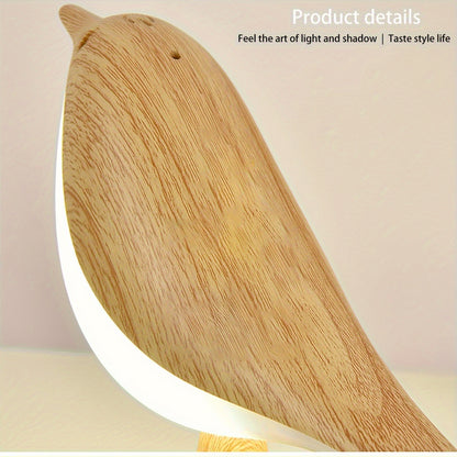 A Charming Little Bird LED Bedside Lamp with Three Adjustable Settings, an Artistic Night Light That Is Rechargeable And Touch-Controlled, a Magpie Bird Night Light in Maple Leaf Color, Perfect As a Holiday Gift