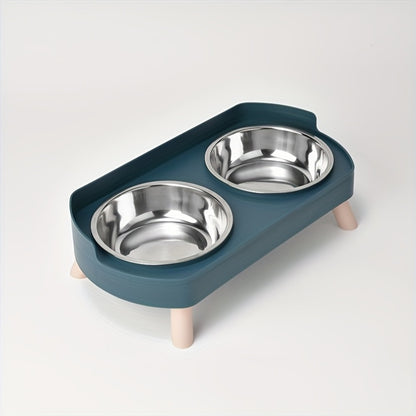 [Non-Slip Dual Bowl] 2-in-1 Cat Feeder & Water Dispenser - Stainless Steel Non-Slip Dual Bowl, Easy-Clean Pet Food & Water Dispenser with Cute Cat Design, Multiple Colors for Healthy Cat Diet, Cat Feeder And Water Dispenser,