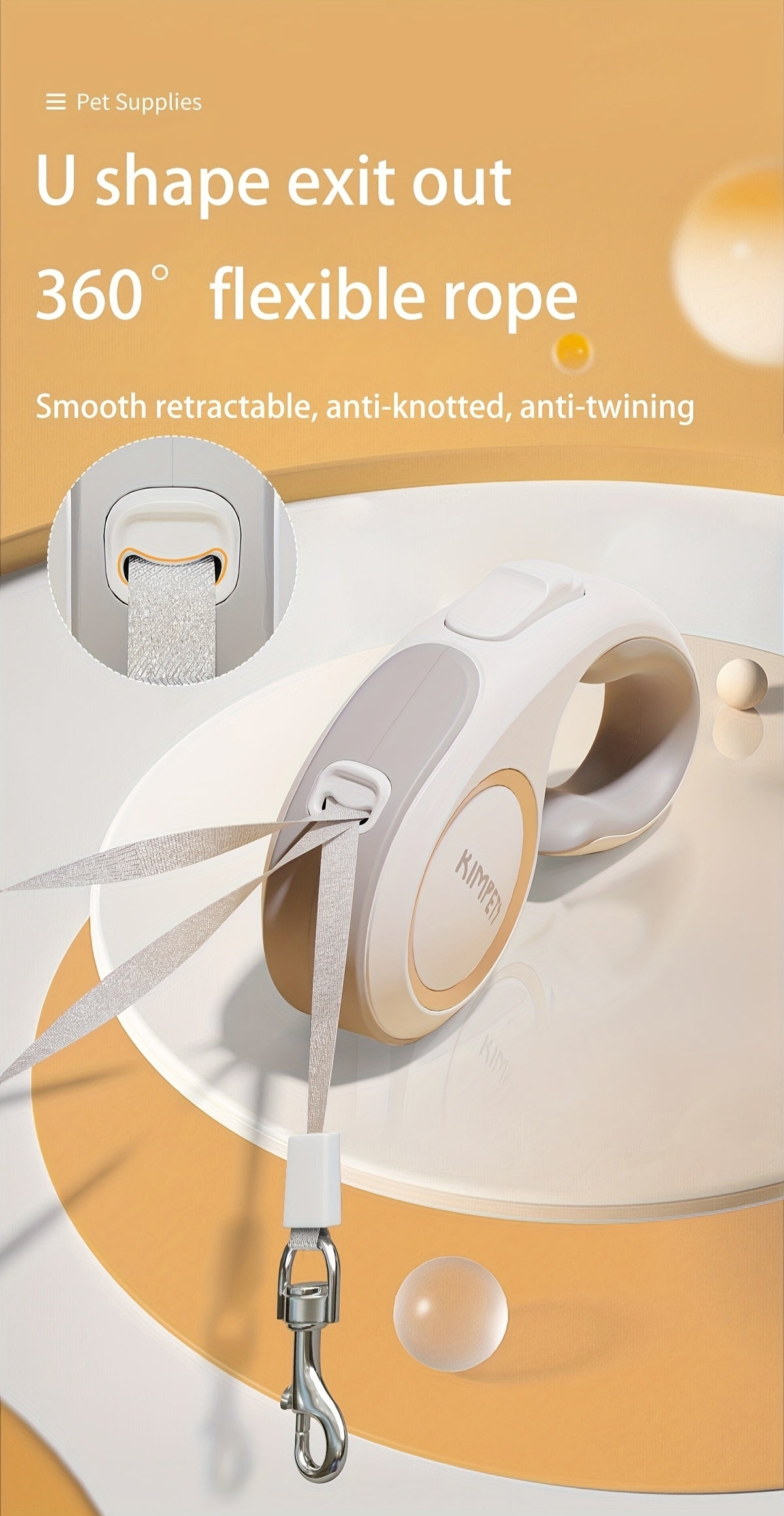 360° Tangle-Free Superior Appearance Retractable Dog Leash, One Key Lock/unlock Dog Chain, C-shaped Handle Ergonomic Design Dog Rope, 16ft pet dog leash