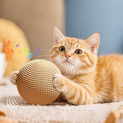 1 Large Oversized Cat Toy with Hanging Ball - Sturdy Cardboard Self-Play Teething Kitten Activity, Interactive Paw Exercise Ball Suitable for Cats, Play & Mental Stimulation