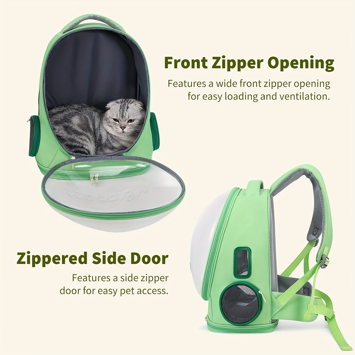 Pet Backpack for Cats, Featuring a Transparent Space Capsule Design, Safety Hook, And Breathable Material. Ideal for Small Dogs And for cats, Perfect for Travel, Hiking, Walking, And Camping. A Must-Have Accessory for Cat Own