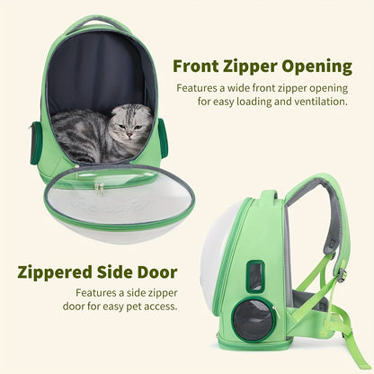 Pet Backpack for Cats, Featuring a Transparent Space Capsule Design, Safety Hook, And Breathable Material. Ideal for Small Dogs And for cats, Perfect for Travel, Hiking, Walking, And Camping. A Must-Have Accessory for Cat Own