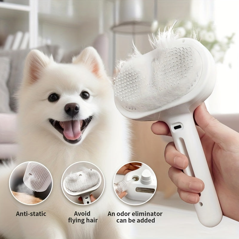 3-In-1 Cat Steam Brush, Equipped with Steam And Release Buttons, Suitable for Removing And Shedding Indoor Pet Dog Hair