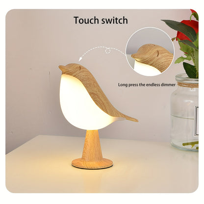 A Charming Little Bird LED Bedside Lamp with Three Adjustable Settings, an Artistic Night Light That Is Rechargeable And Touch-Controlled, a Magpie Bird Night Light in Maple Leaf Color, Perfect As a Holiday Gift