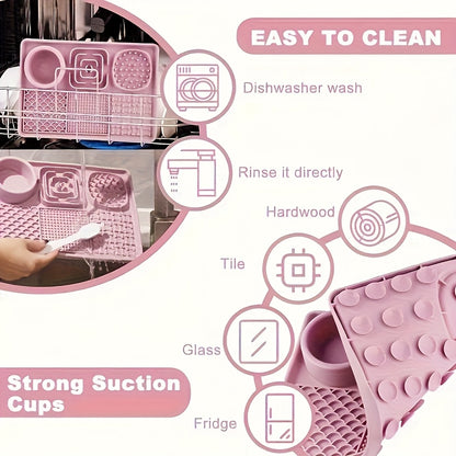 E52 Powerful Suction Cup | 6-In-1 Multifunctional Pet Slow Feeding Lick Mat - Alleviates Anxiety And Promotes Health