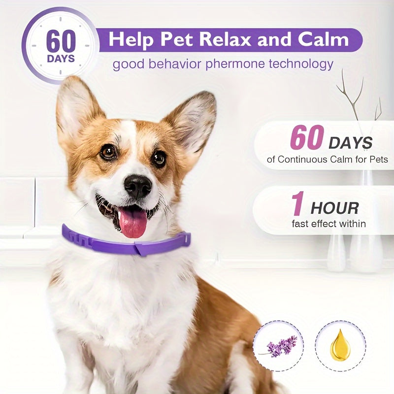 1pc Dog Calming Collar, Adjustable Waterproof Anxiety Relief Anti-Stress Calming Collar With 60 Day Long-lasting Calming Effect