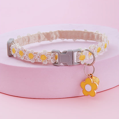 Adjustable Cat Collar with Pendant - 1pc Lace Pet Collar - Suitable for Small Cats and Dogs