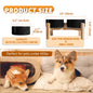 Elevated Ceramic Dog Bowl Set - Double Dog Feeding Bowls - Raised Feeding Bowls with Non-Slip Bamboo Stand - 28.74oz Suitable for Small And Medium Dogs - 16.23oz Ideal for Cats And Puppies, Food Bowls for Dogs, Slow Feeder Do