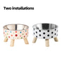 A Set of Two Vibrant Polka Dot Pet Dishes, Fashionable And Chic, Featuring Elevated Neck Support for Cats, Suitable for Feeding, And Collapsible Bowls for Dogs
