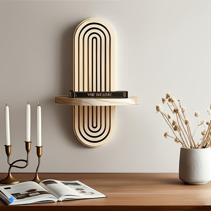 Minimalist Scandinavian Style - Bohemian Wooden Wall Shelves 2pcs - Floating Shelves with Natural Wood Finish - Space-Saving Storage Rack for Bathroom, Living Room