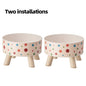 A Set of Two Vibrant Polka Dot Pet Dishes, Fashionable And Chic, Featuring Elevated Neck Support for Cats, Suitable for Feeding, And Collapsible Bowls for Dogs