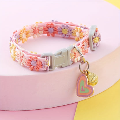 Adjustable Cat Collar with Pendant - 1pc Lace Pet Collar - Suitable for Small Cats and Dogs