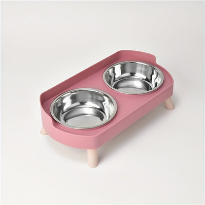 [Non-Slip Dual Bowl] 2-in-1 Cat Feeder & Water Dispenser - Stainless Steel Non-Slip Dual Bowl, Easy-Clean Pet Food & Water Dispenser with Cute Cat Design, Multiple Colors for Healthy Cat Diet, Cat Feeder And Water Dispenser,