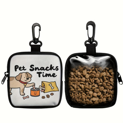 1pc Dog Print Snack Bag with Hook & Zipper - Pet Training Set for Puppy Training, Dog Food Storage, and Outdoor Walks, Durable Polyester, Cute Dog Design, Perfect for Dog Owners, Dog Treat Pouch, Dog Walking Essentials | Play