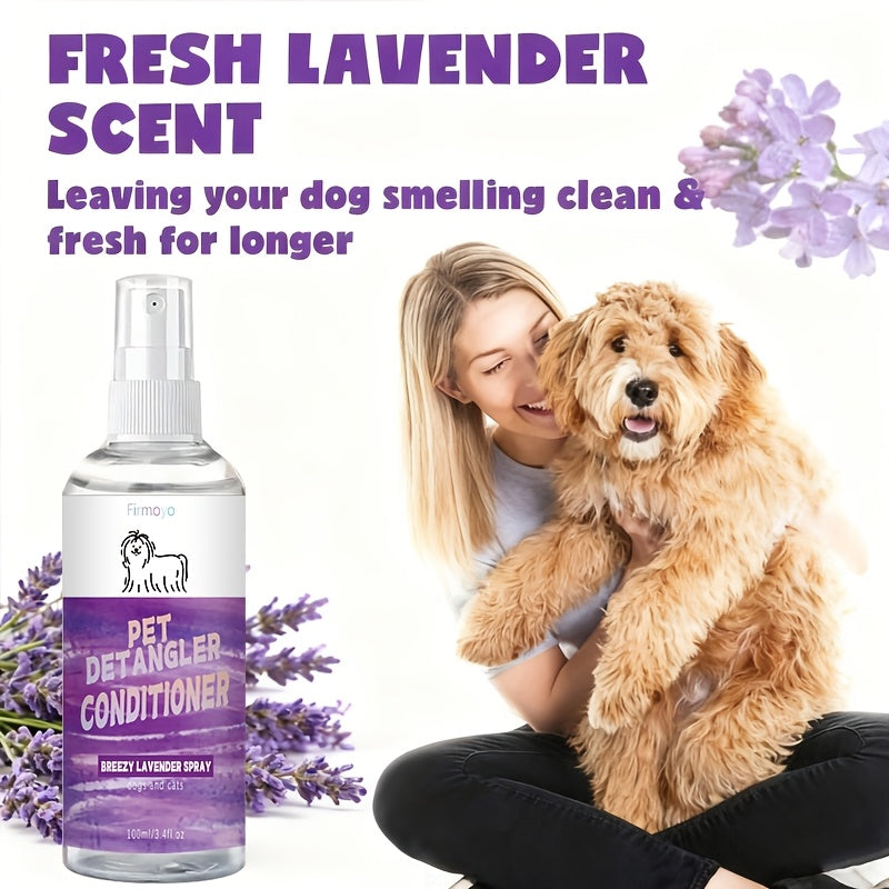 1 Bottle FIRMOYO Pet Detangler - Smooths and Fluffs Fur Spray | Moisturizing and Deodorant, 72-Hour Fragrance, Ideal for Daily Grooming of Cats and Dogs