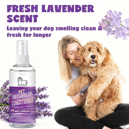 1 Bottle FIRMOYO Pet Detangler - Smooths and Fluffs Fur Spray | Moisturizing and Deodorant, 72-Hour Fragrance, Ideal for Daily Grooming of Cats and Dogs