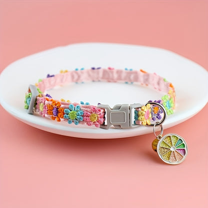 Adjustable Cat Collar with Pendant - 1pc Lace Pet Collar - Suitable for Small Cats and Dogs