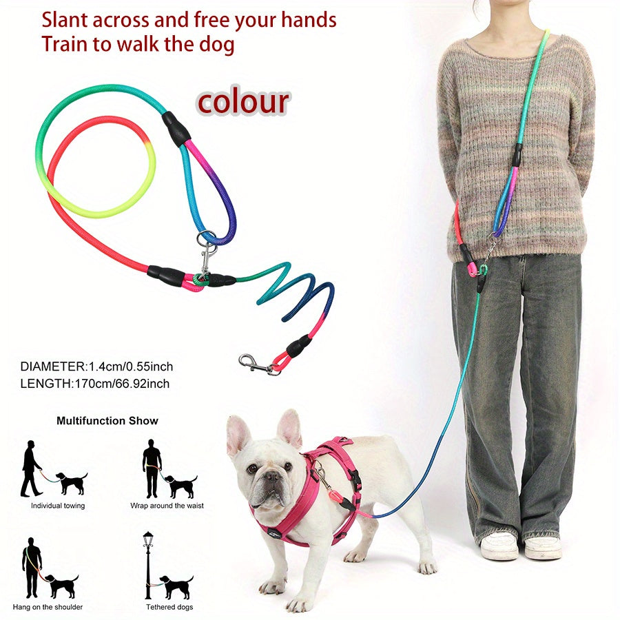 Reflective Dog Leash - Hands-Free Freedom for Hiking, Walking & Running - Fully Adjustable Crossbody Bungee Leash with Premium Shock Absorption - Comfort for Both You and Your Small or Large Pup