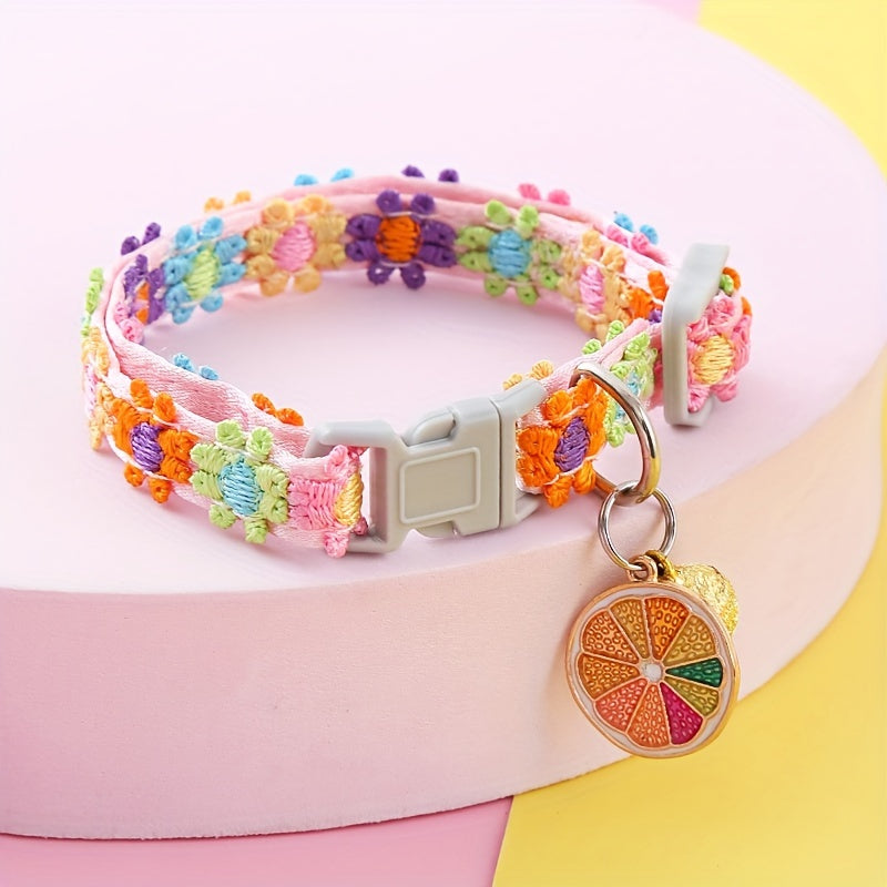 Adjustable Cat Collar with Pendant - 1pc Lace Pet Collar - Suitable for Small Cats and Dogs