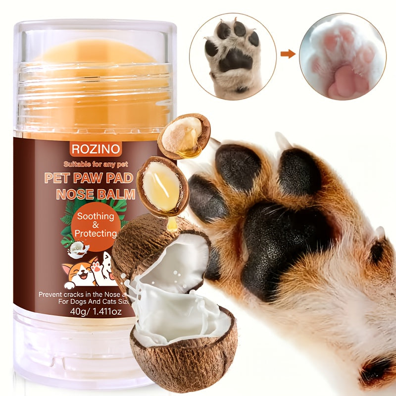 ROZINO Pet Nose and Paw Care Stick | Moisturizing, Deodorant, Clean, Smooth, Universally Suitable for Cats and Dogs, Contains Coconut Oil and Nuts, Relieves Dry, Cracked Paws, Protects from Heat