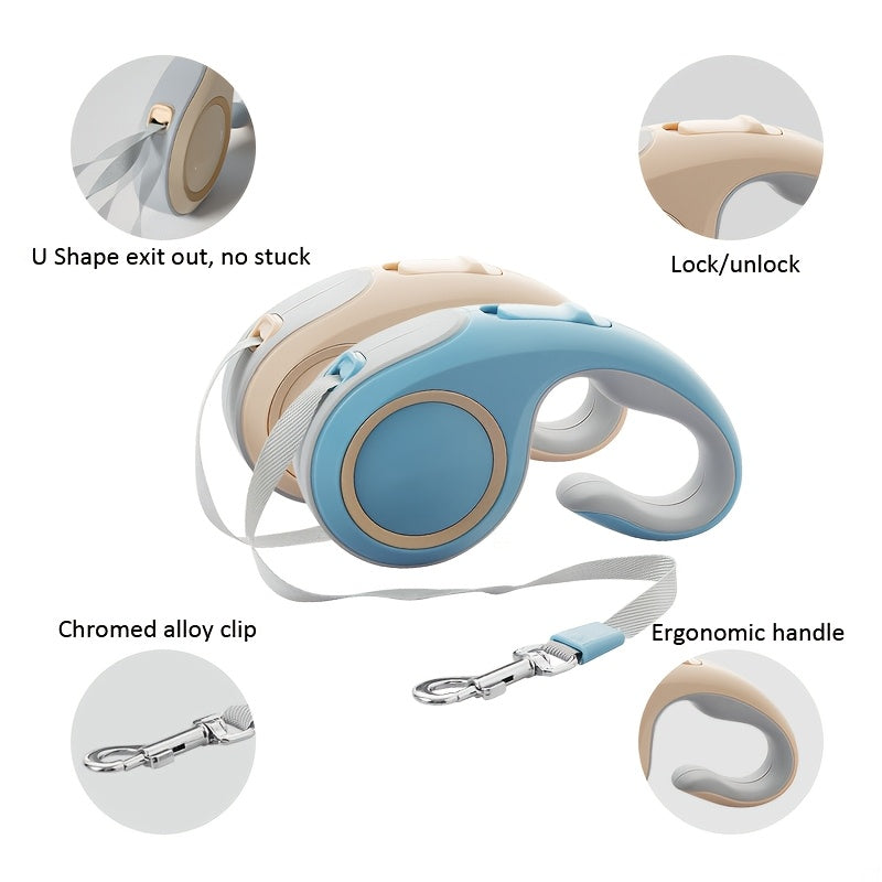 360° Tangle-Free Superior Appearance Retractable Dog Leash, One Key Lock/unlock Dog Chain, C-shaped Handle Ergonomic Design Dog Rope, 16ft pet dog leash