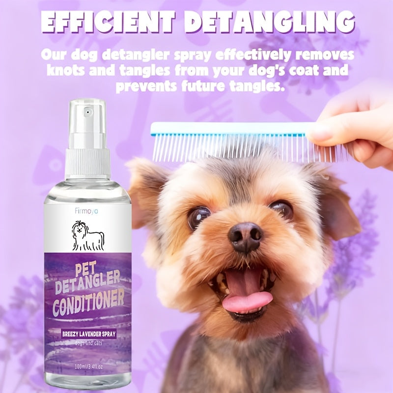 1 Bottle FIRMOYO Pet Detangler - Smooths and Fluffs Fur Spray | Moisturizing and Deodorant, 72-Hour Fragrance, Ideal for Daily Grooming of Cats and Dogs
