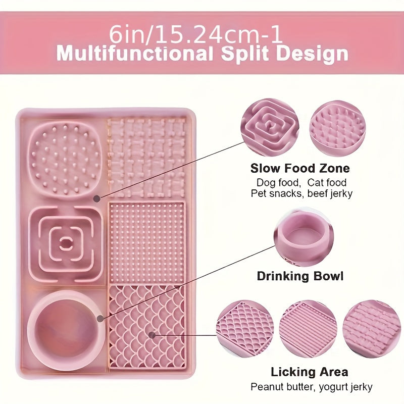 E52 Powerful Suction Cup | 6-In-1 Multifunctional Pet Slow Feeding Lick Mat - Alleviates Anxiety And Promotes Health