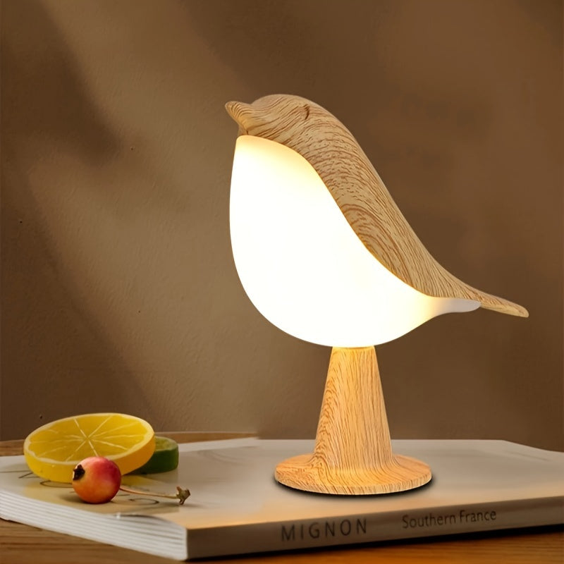 A Charming Little Bird LED Bedside Lamp with Three Adjustable Settings, an Artistic Night Light That Is Rechargeable And Touch-Controlled, a Magpie Bird Night Light in Maple Leaf Color, Perfect As a Holiday Gift